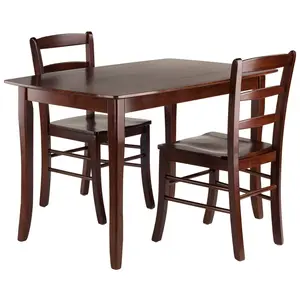 Inglewood 3-Pc Dining Table with Ladder-back Chairs, Walnut