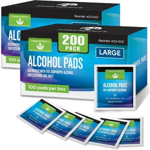 Large Alcohol Wipes Individually Wrapped 200 Sterile Alcohol Prep Pads Saturated with 70% Isopropyl For Home First Aid Kits and Medical Use