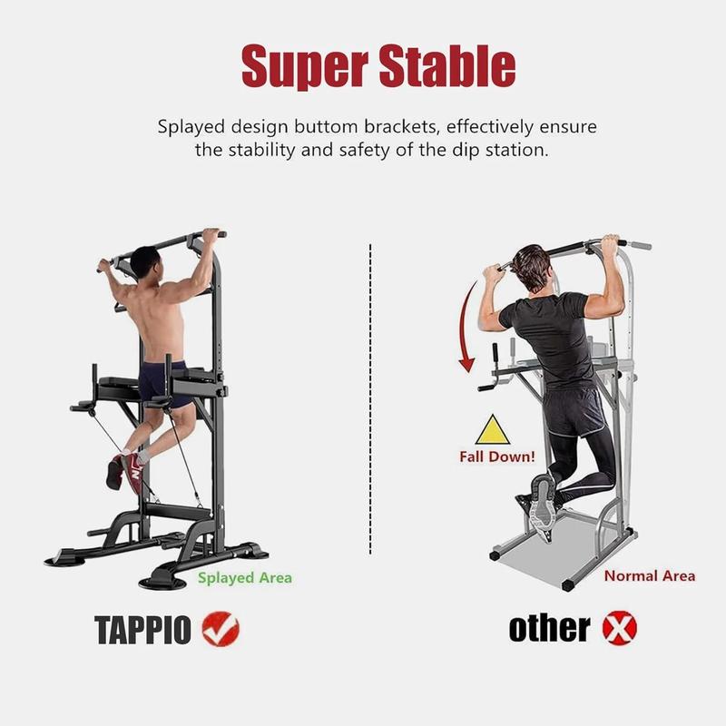 Power Tower Dip Station Pull Up Bar for Home Gym Multi-Function Adjustable Height Strength Training Workout Equipment