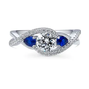 3-Stone Woven Bypass 0.8ct CZ Ring in Sterling Silver