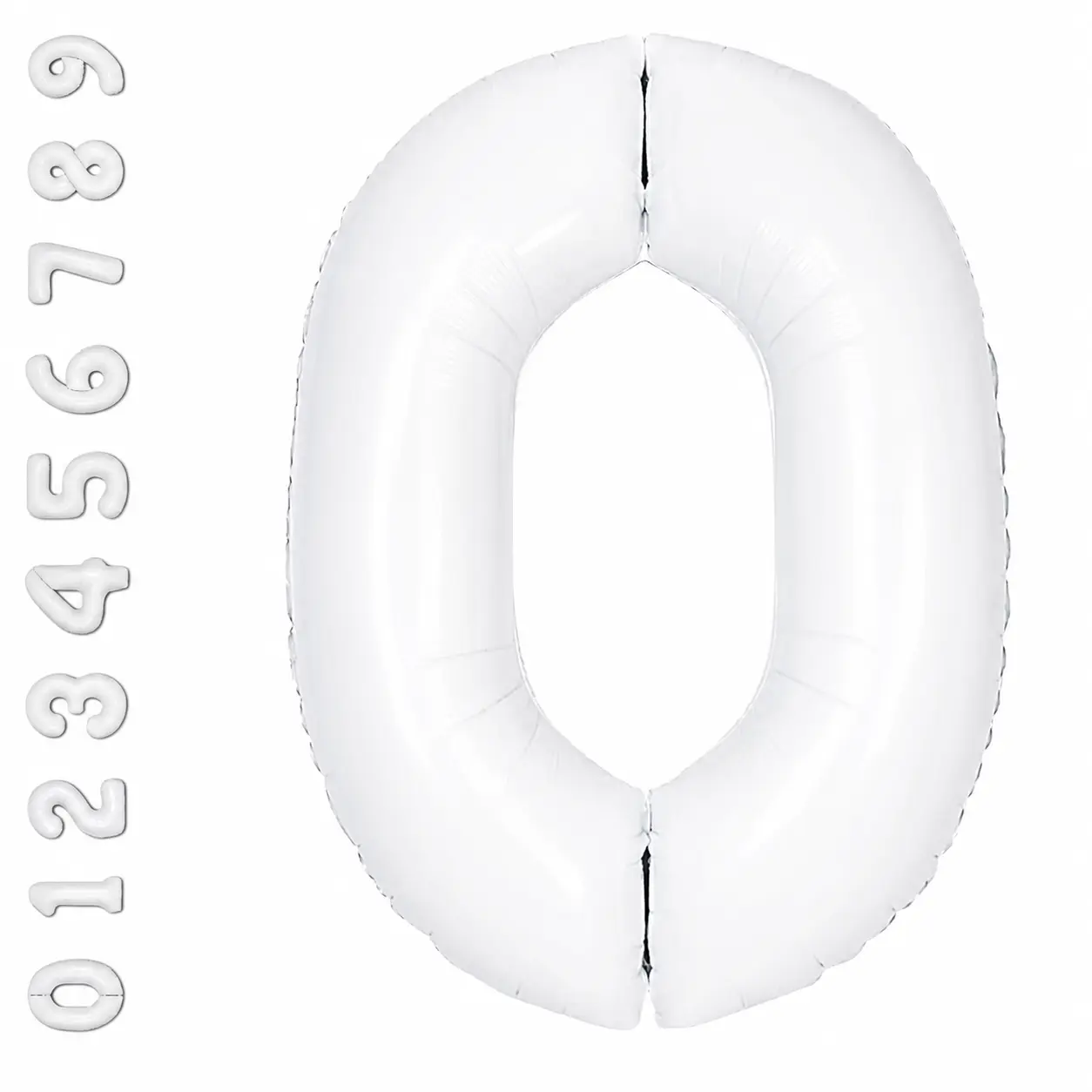 White Number (0-9) Balloon 32" - Aluminum Mylar Foil Helium or Air Inflatable Metallic Shiny Balloons for Birthday Party, Anniversary, Banquet Decoration