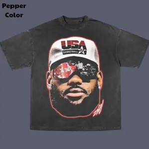 USA 2024 James Big Head Vintage Tee, Lebron James T-Shirt, Unisex Basketball Shirt, Hip Hop Graphic Tee, Menswear Womenswear Streetwear