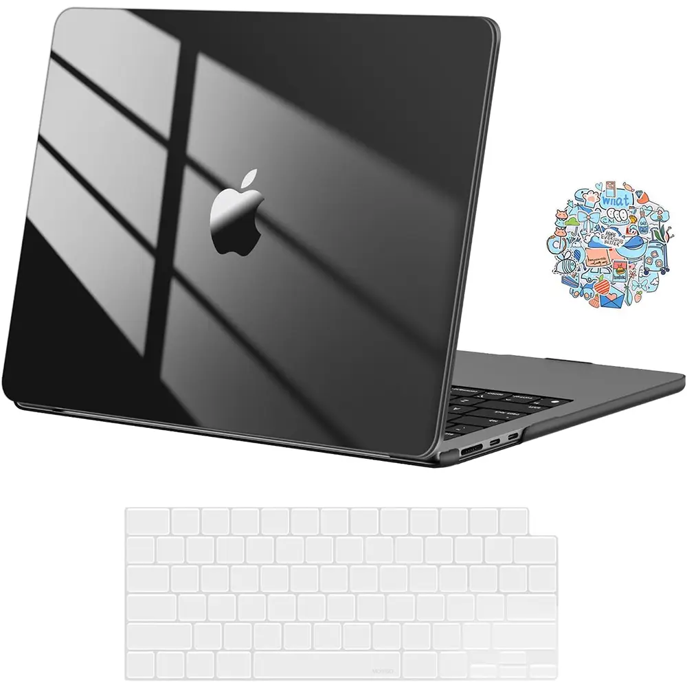 MOSISO Hard Shell Case Bundle for MacBook Air 13.6in (2025-2022 M4 A3240, M3 A3113, M2 A2681) - 7.14 oz, Crystal-Clear Finish, Easy Install & Removal, Full Port Access, Keyboard Cover & Decals, Plastic, Polycarbonate