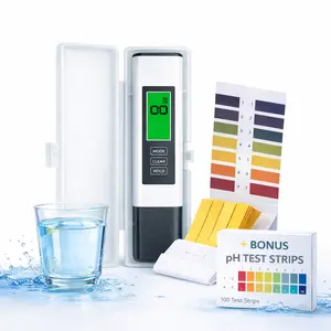 KYNOVRA 5 in 1 TDS Meter Water Tester + pH Test Strips Kit – Digital Water Quality Tester (0–9990 ppm) with Case & Batteries – Accurate Drinking Water, Aquarium, RO/DI, Hydroponics
