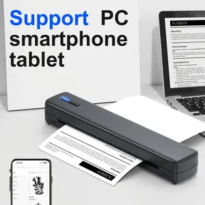 Portable Inkless Thermal Printer - Wireless Wireless Mini Printer for Travel, Compatible with iOS & Android, Supports A4 Letter Size, USB Rechargeable, Ideal for Folding Paper, Tattoo Art, and Smartphone Tablets, Portable Printer