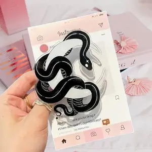 Celestial Snake Acrylic Phone Grip | Witchy Crescent Moon Griptok Clear Collapsible Smartphone Stand Holder