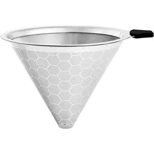 Pour Over Coffee Filter Compatible with Chemex & Hario V60 02 03,  Stainless Steel Metal Cone Slow Drip Coffee Filter, 2-4 Cups Coffee Pour Over Dripper Filters