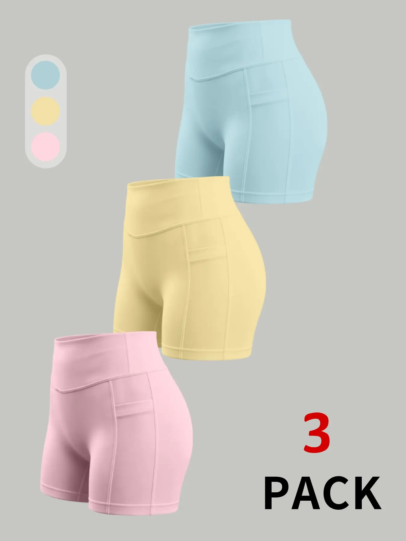 Women's High-Waisted Cycling Shorts with Pockets, Soft Elastic Waistband, Sporty Style, Ideal for Fitness, Running, Yoga, All Seasons, Stretch Shorts