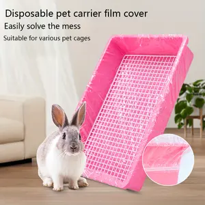 50pcs Disposable PE Film Pet Cage Liners, Odor Control Rabbit Litter Box Pads for Small Animals, Easy Cleanup Guinea Pig Toilet Mats Bedding