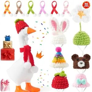 6 Sets 7-Inch Desk Goose Outfits - Colorful Hat & Scarf Mini Accessories Set for Magnetic Goose Statue Desktop Decor