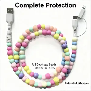 1pc/2 pcs USB C Cable Compatible For IPhone Charging Cable 2-In-1 Multi Charging Cable Fast Charging Cable Star Bead 3.3ft Women Compatible For IPhone 16/15 Pro Max-Color