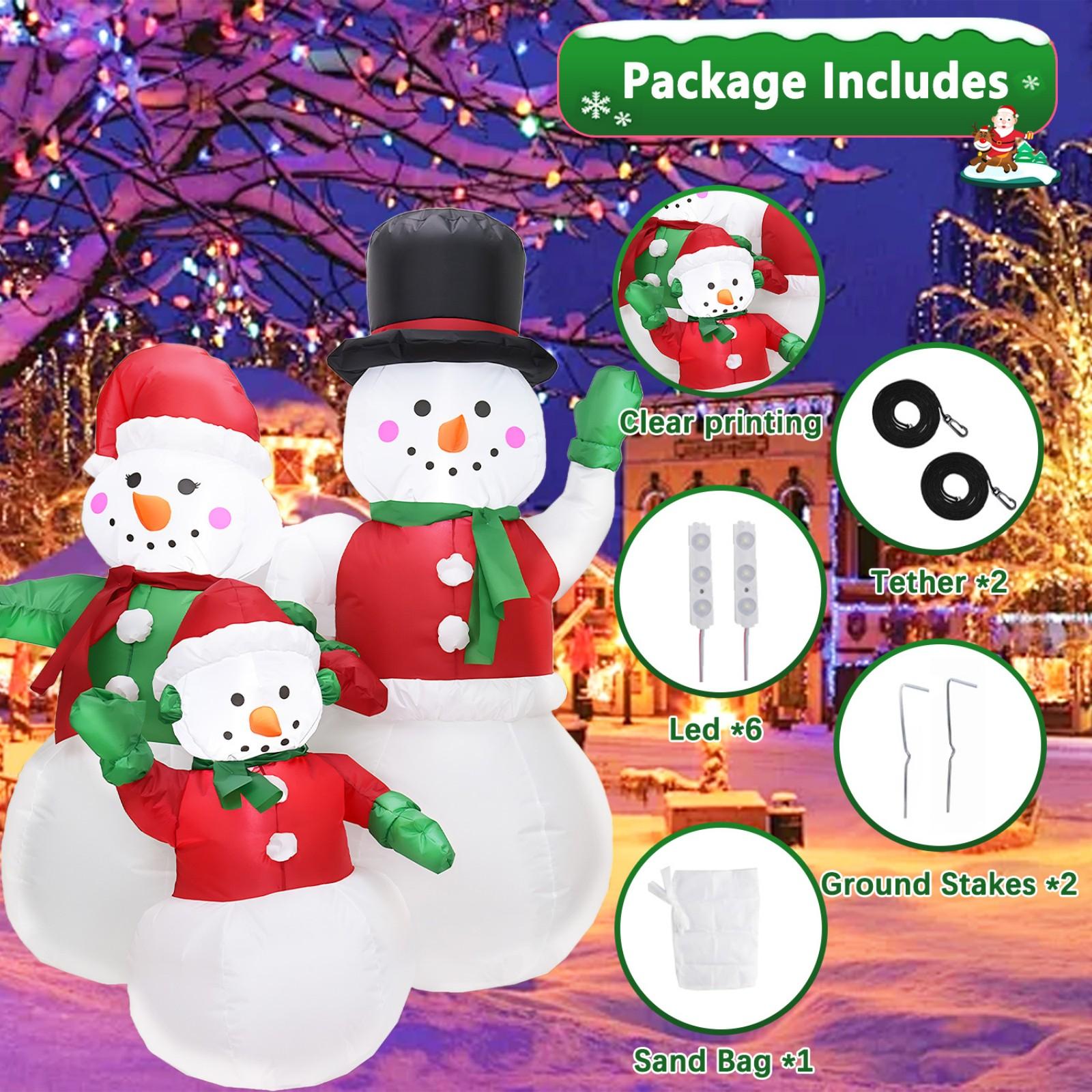 5 Ft Christmas Inflatables Snowman Family Outdoor Decoration with Built in LED Lights Blow ups Christmas Snowman Decoration, Xmas Inflatable Decor for Lawn Garden Yard and Holiday Party