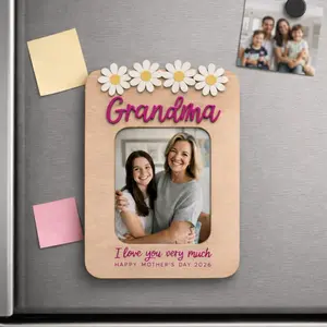 Personalized Photo Magnet for Mom, Love You Magnetic Picture Frame, Mother's Day Gift, Birthday Gifts, Gift for Grandma, Includes Photo