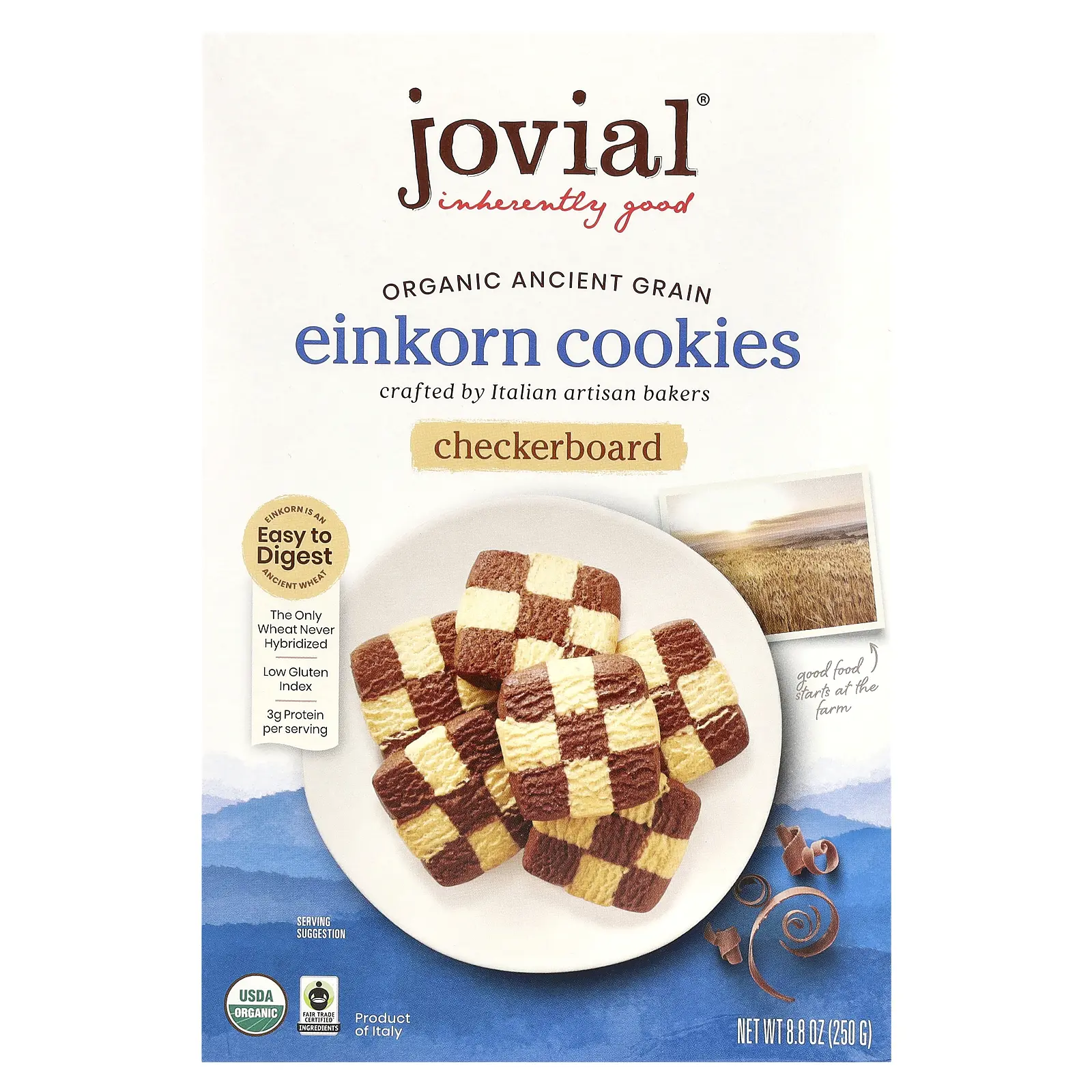 Jovial Organic Einkorn Cookies, Checkerboard, 8.8 oz (250 g)