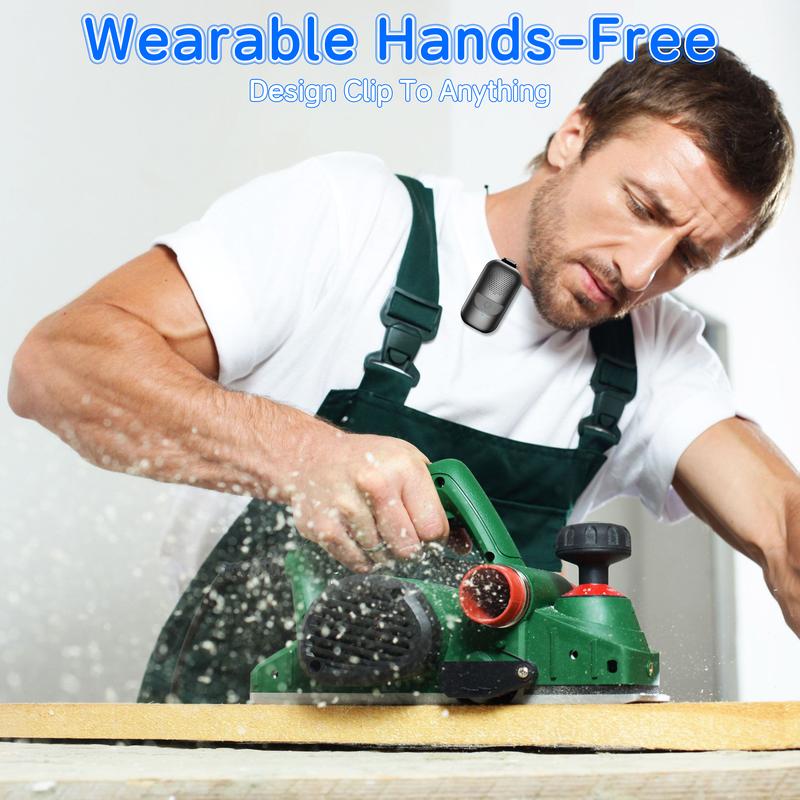 Clip-On Bluetooth Speaker, Wireless Portable Speaker with Microphone for Hands-Free Calls and Music, Up to 10 Hours Playtime for Work, Hiking, Running, and Outdoor Activities