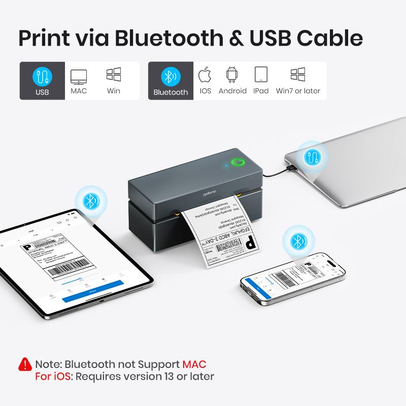 PL80E Bluetooth Thermal Shipping Label Printer, Wireless 4x6 Shipping Label Printer for Small Business,Support iOS, Android, Windows, Mac. PL80E Bluetooth Thermal Shipping Label Printer, Wireless 4x6 Shipping Label Printer for Small Business,Support iOS, Android, Windows, Mac.