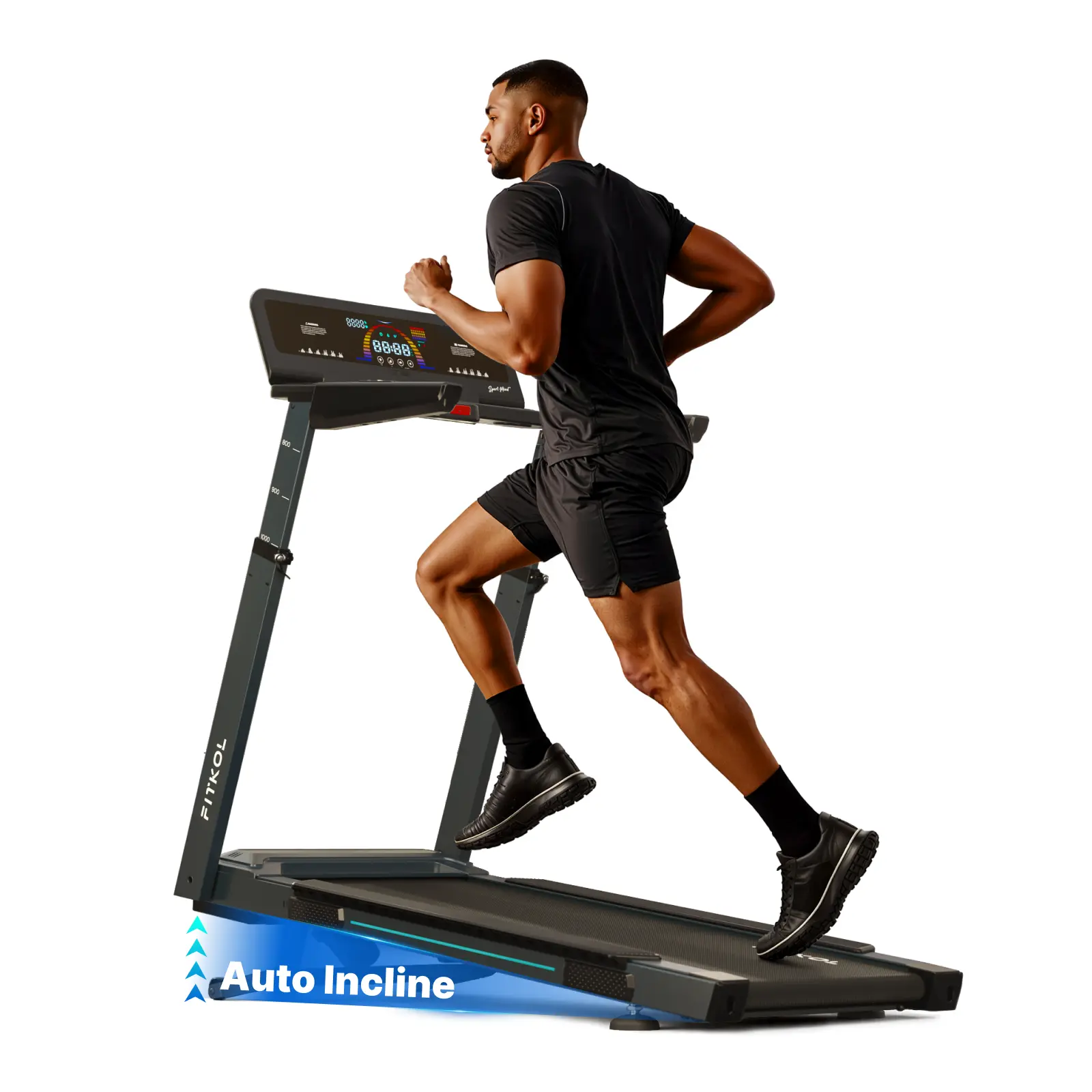 Fitkol  NB2 Treadmill，The  AI treadmill powered by SportMind，Smart Heart Rate Control，Adaptive Speed & Incline，ONE-TOUCH AI MODE，4-LEVEL CUSTOM HEIGHT FIT，440 Lb Weight Capacity，20” x 53” Running Deck，Up to 10% Incline & 10.3 MPH Speed，#Summervibes,father
