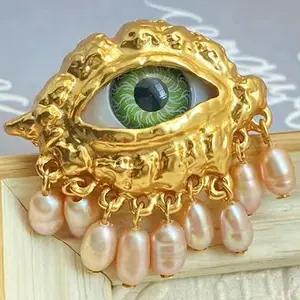 Kaamra Gold Plated Evil Eye ring - talisman design Chtistmas Gift
