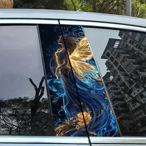 2pc Butterfly Fairy Car B-Pillar Protection Sticker, Universal Car Sticker, Car Styling Decals, Easy Peel & Stick, Sunproof Waterproof Scratch-Resistant, Fits All Cars, Car Exterior Decoration