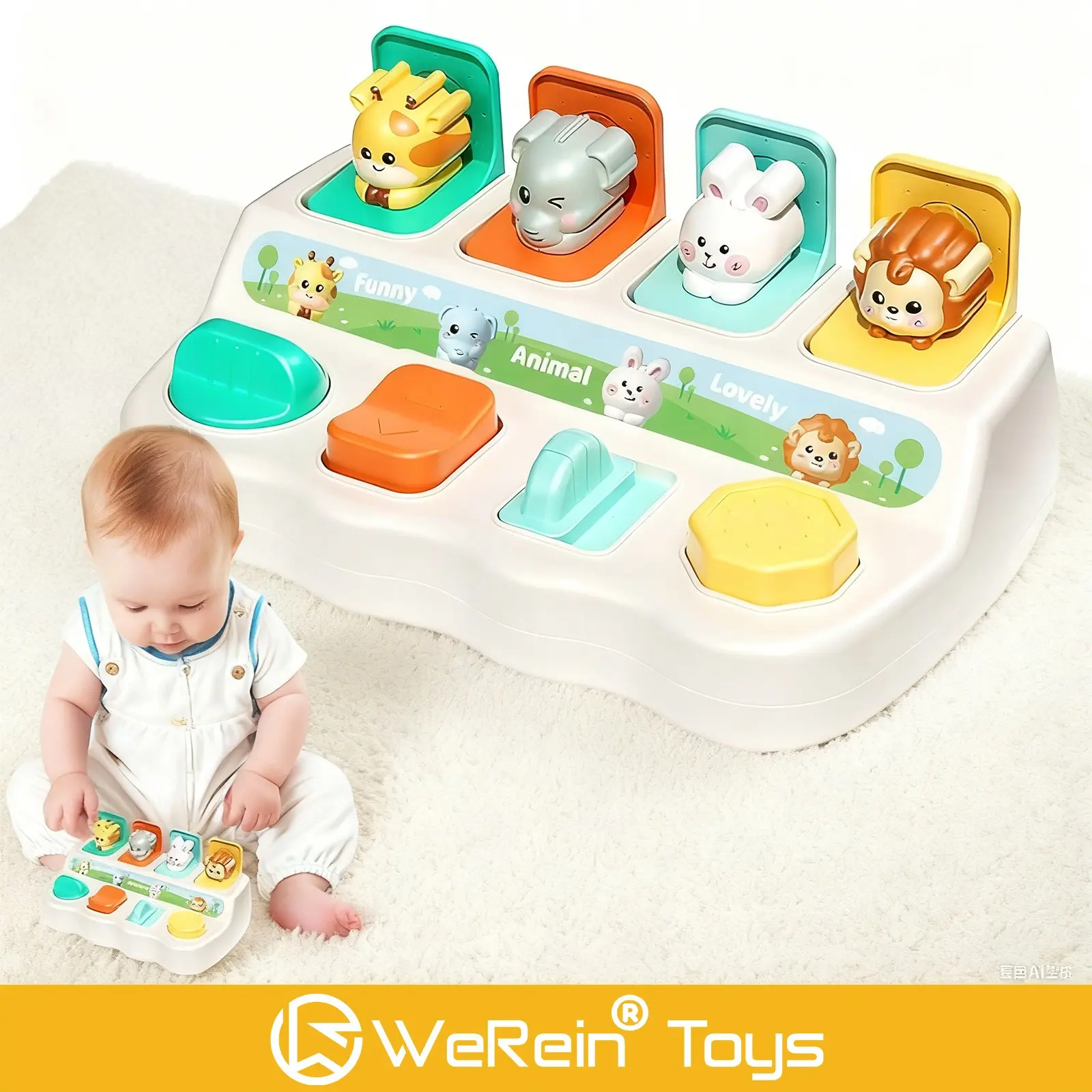 Baby Peekaboo Pop Up Animal Toy, Montessori Cause & Effect Interactive Switch Box Toy, Early Learning Sensory Developmental Toy, Preschool Learning Tool for Toddlers 1‑3 Years Old