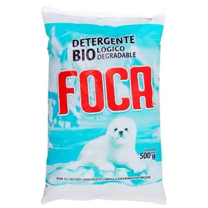 1 Bolsa 500g Foca Laundry detergente biodegradable -Tackles Tough Stains, Grime And Grease Effortlessly but gentle On all Household surfa aces