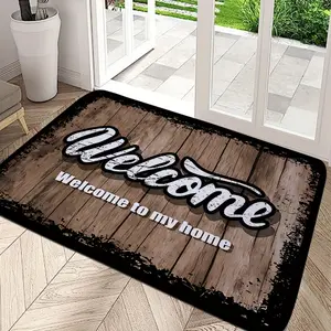 1pc Retro Welcome Doormat Pattern Foam Floor Mat Kitchen Carpet Floor Mat Soft Thickened Flannel Non-Slip 1.2 Foam Sponge Carpet Doormat Floor Home Bathroom Indoor Entrance Doormat