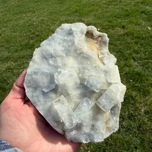 Blue Chalcedony with Calcite Crystal Cluster – Druzy Specimen