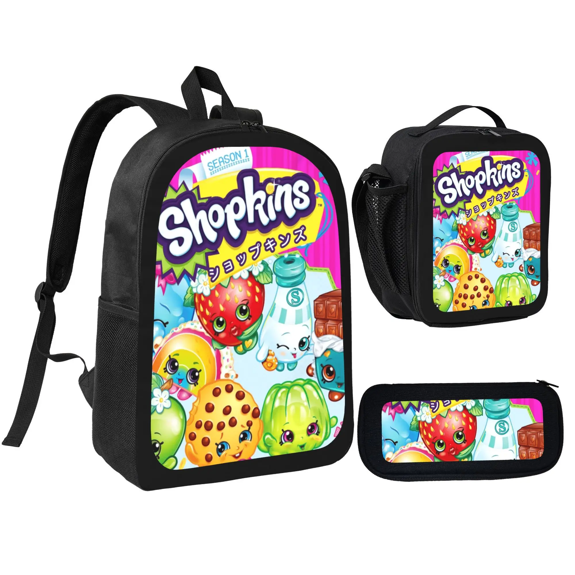 1. Sweet Shopkins Matching Backpack Lunch Box Pencil Case Set