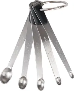 Mini Measuring Spoons Set,  Stainless Steel Measure Teaspoons with Black  Handle, Suitable for Small Amount of Dry or Liquid Ingredients and Spices (1/64, 1/32, 1/16, 1/8, 1/4 tsp)