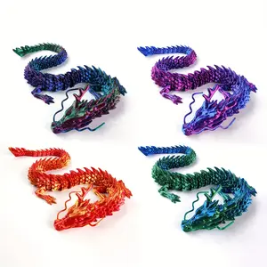 1 count Exquisite 3D Printed Poseable Dragon Figures - Movable Joint Articulated Design, Flexible Crystal Dragon Toys for Home Office Desk Decoration, Executive Gifts, and Holiday Birthday