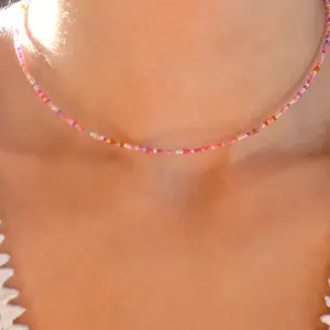 Sunset Tiny Waterproof Beaded Necklace 2mm Seed Beads Adjustable Tarnish-Free Hypoallergenic Colorful Handmade Choker