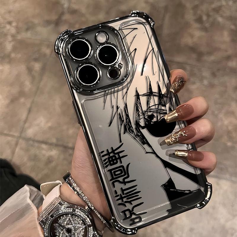 Anime Jujutsu Kaisen Gojo Satoru New Plating Case For iPhone 17 16 15 14 13 12 11 Pro Max Plus Air Shockproof Anti-Fall Armor Smartphone Cellphone Cover Protection Ddw-247Du241111303 Protective Casing Screen Protector