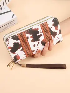 Endaycon New Women's Wallet, Long Double Zipper Purse Large Capacity, Handheld Phone Coin Purse, Stylish Ladies' Accessory