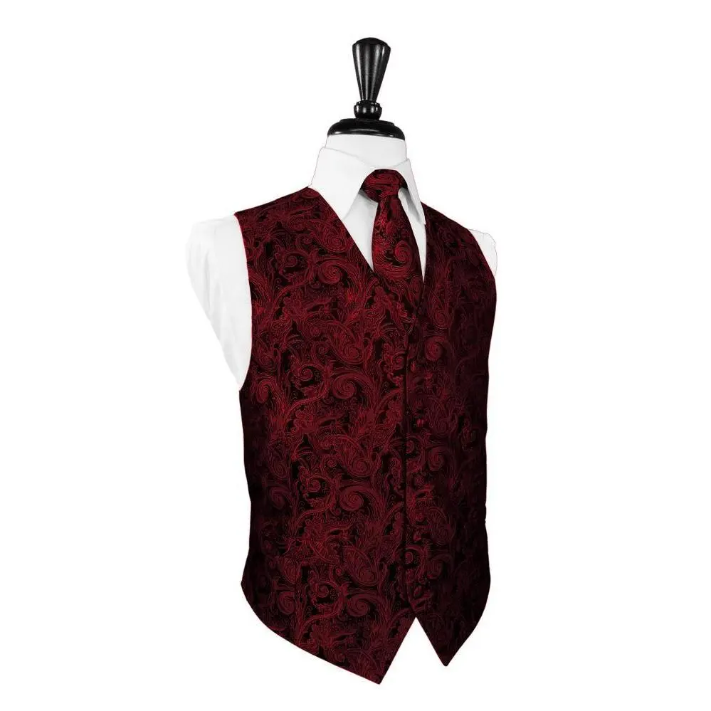 Scarlet Tapestry Tuxedo Vest