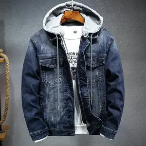 Men’s Thickened Denim Jacket, Autumn/Winter, Hooded, Youth Style, Padded, Warm, Detachable, Denim Coat