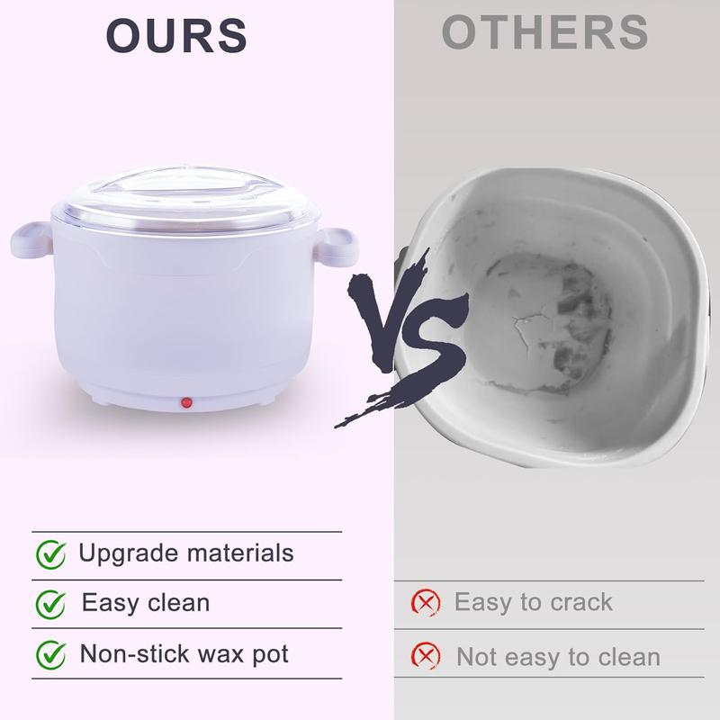 Silicone Wax Warmer For Hair Removal, Compact Portable Electric Wax Heater Machine With 3 Pack Wax Beads & 10 Sticks,For Soft and Hard Wax Beads Fast Heating, Home Gentle Waxing For  Eyebrows, Legs,Brazilian Full Body at Home Waxing Kit