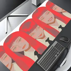 Modern Art anime Red Hair Girl Design Large Gaming Mouse Pad,Aesthetic Desktop Drotection Pad,Washable Rubber Pad Non-Slip Lock Edge Multi-Size Mouse Pad Suitable For Home Office,Good Gift for Family and friends