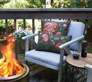 Mums Lumbar Ebony Pillow by Valerie