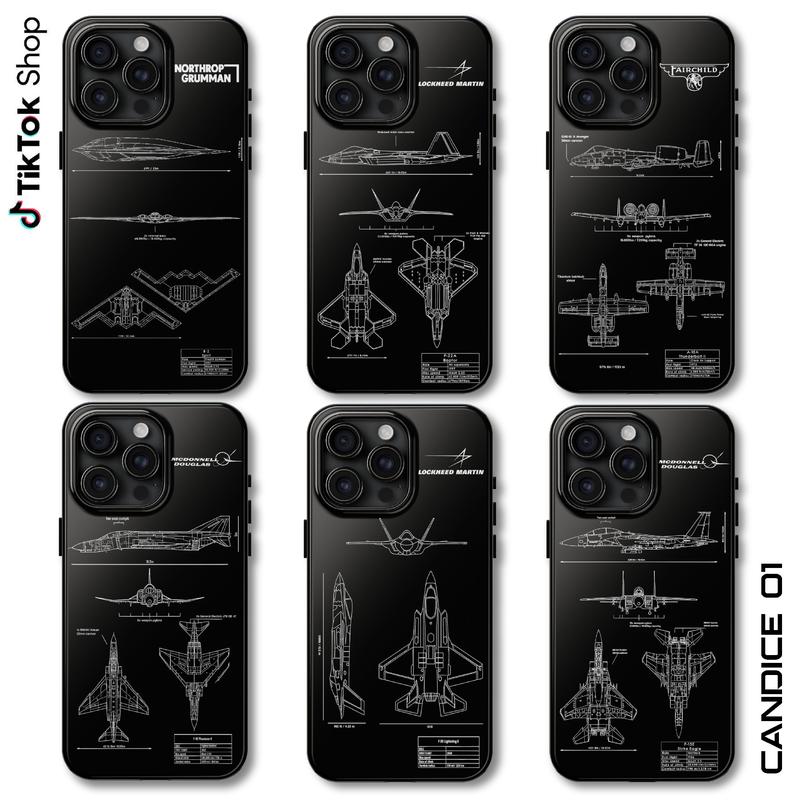 US Military Fighter Jets Blueprint Phone Case B2 Spirit F22 Raptor A10 ...