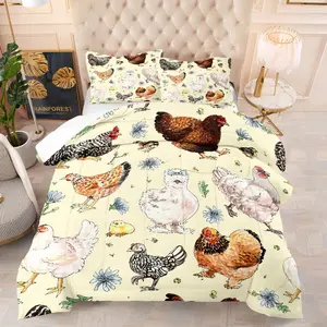 Chicken pattern quilt, including 1 quilt and 1 or 2 core-free pillowcases, suitable for home or dormitory decoration, very suitable as a moving gift