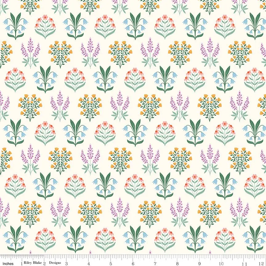 Meadow Moments Blossom Trail Cream Fabric by the Yard or Fat Quarter - Sandra Nygård-Parthoens for Riley Blake Designs
