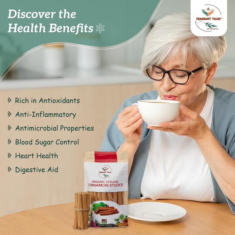 Ceylon Cinnamon Sticks , True Ceylon, USDA Certified, 100% Organic, Premium Grade, Non-GMO, Gluten-Free, Pure Sri Lankan Cinnamon Spice Sweet-Sugar Citrus Flavor