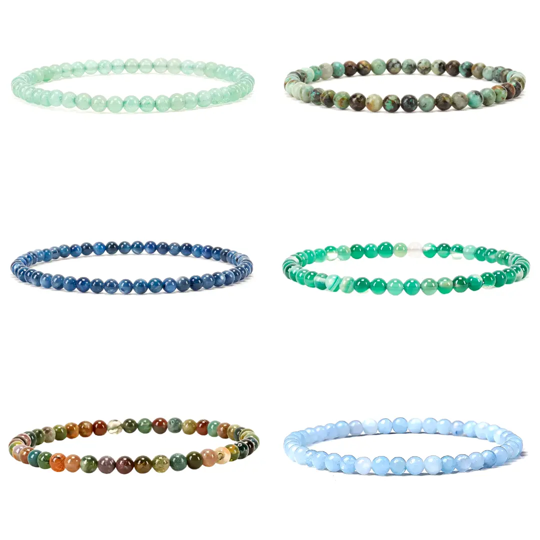 4mm Round Beads  Gemstone Beaded Bracelets For Women and Men