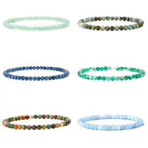 4mm Round Beads  Gemstone Beaded Bracelets For Women and Men