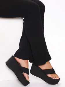 Women's Stylish Keep On Wishing Wedge Sandals - Black, Comfortable Walking Footwear for Women, Sandals Women