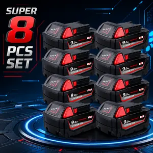 M18 2&4&6&8Pack 9000mAh 18V Replacement Battery for Replacing batteries with electric tools M-18 Battery Pack Compatible with M-18 9.0Ah Lithium Battery 48-11-1890,48-11-1850, 48-11-1828, Cordless Tools battery