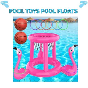 2-in-1 Pool Floats & Games – Inflatable Basketball Hoop and Ring Toss for Kids & Adults | Summer Water Toys for Pool Parties, Ages 4-8-12