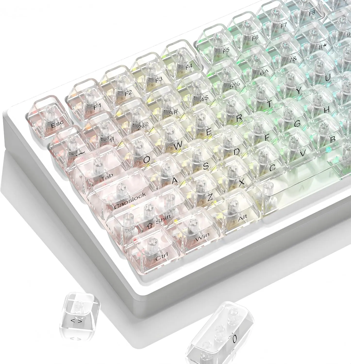 Womier Clear keycaps,Transparent Keyboard keycaps,115 Jelly Key caps Set,Shine Through keycap，MDA Profile Keyboard caps for Mx Switches Mechanical Keyboard