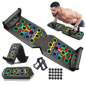 Push Up Board for Men Pushup Board with Push Up Bar, Handles & Bands, Portable Home Gym & Workout Equipment for Chest Exercise, for Teen Boys 16-18 & Gym Lovers Brand: MHCYAB Foldable Set