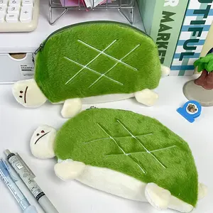 Soft Shell Turtle Shaped Pencil Case with Large Zipper Pocket, 1/2/4pcs for School Office Travel Stationery and Makeup Storage